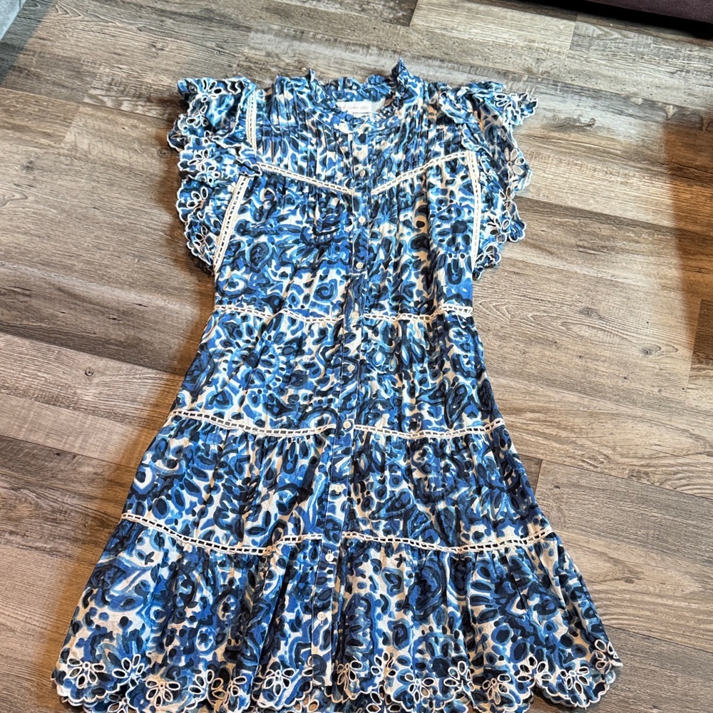 House of Harlow 1960 Blue and White Floral Print Dress